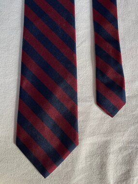 Brooks Brothers Burgundy and Navy Striped Silk Tie